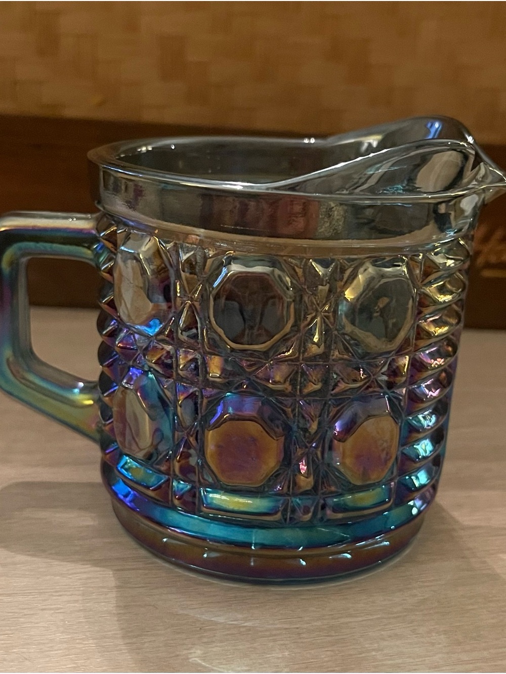 Carnival Glass Creamer In 'Windsor' Pattern by Indiana Glass Co. Circa 1940's